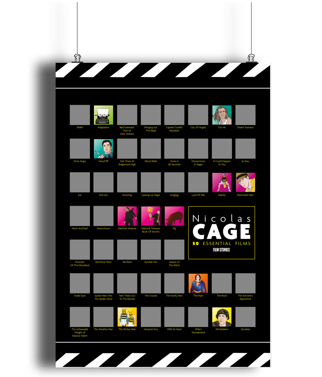 Nicolas Cage 50 Essential Films Scratch-Off Poster – Film Stories